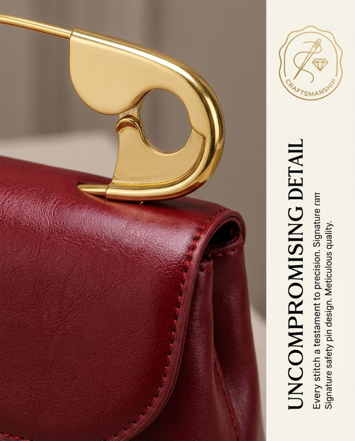 Women's Unique Novelty Clutch Purse Leather Pin Crossbody Bag with Gold Handles Chain for Evening Date Daily Shopping (Brown)