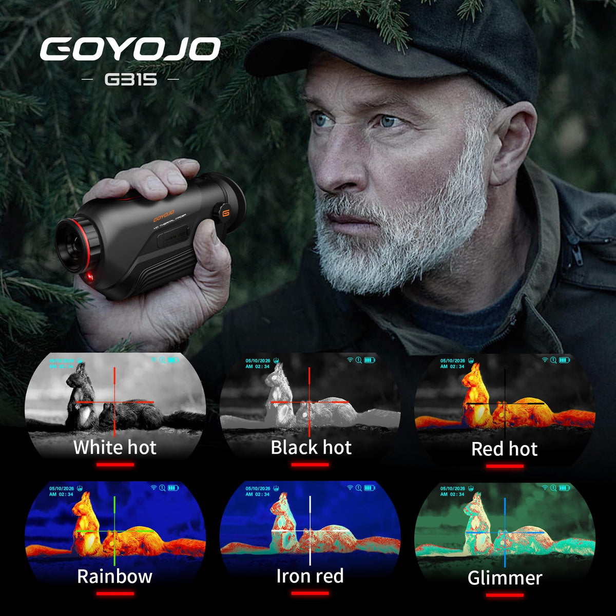 GOYOJO G315 Thermal Monocular, 384x288 (50 Hz) Thermal Imaging Monoscope Camera for Adults, 15mm Focal Lens Vision Goggles Thermal Scopes for Night Hunting Camping