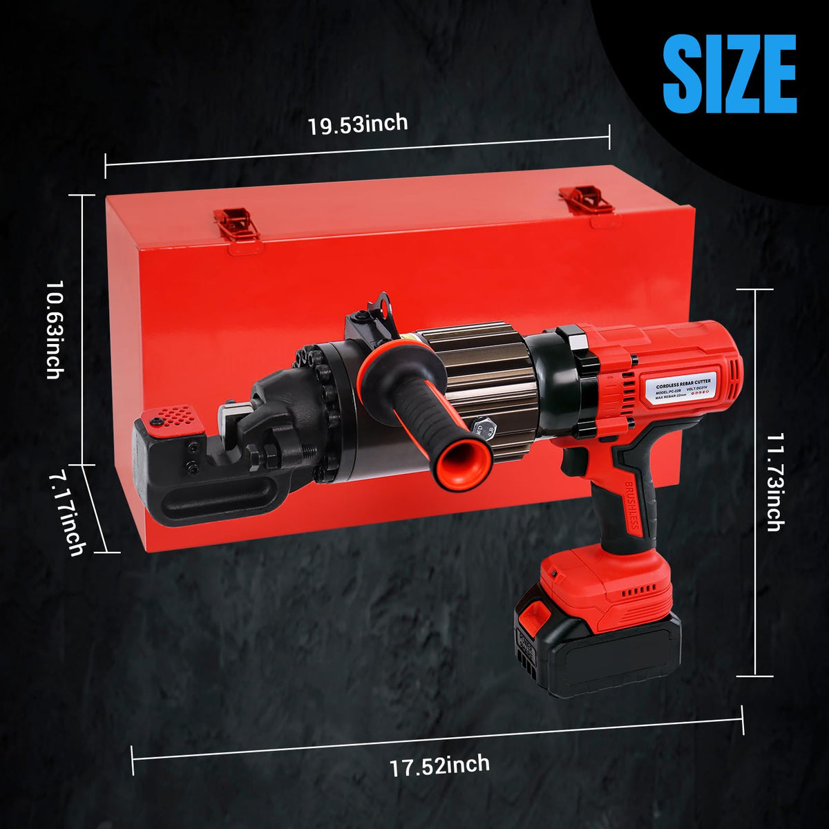 LOSCHEN 360-degree Rotation Cordless Rebar Cutter,Portable Handheld Rebar Cutting Saw,Electric Hydraulic Rebar Cutter,Cutting up from 3/20" (4mm) #3 to 7/8" (22mm) #7 Rebar (Li-ion Battery Version)