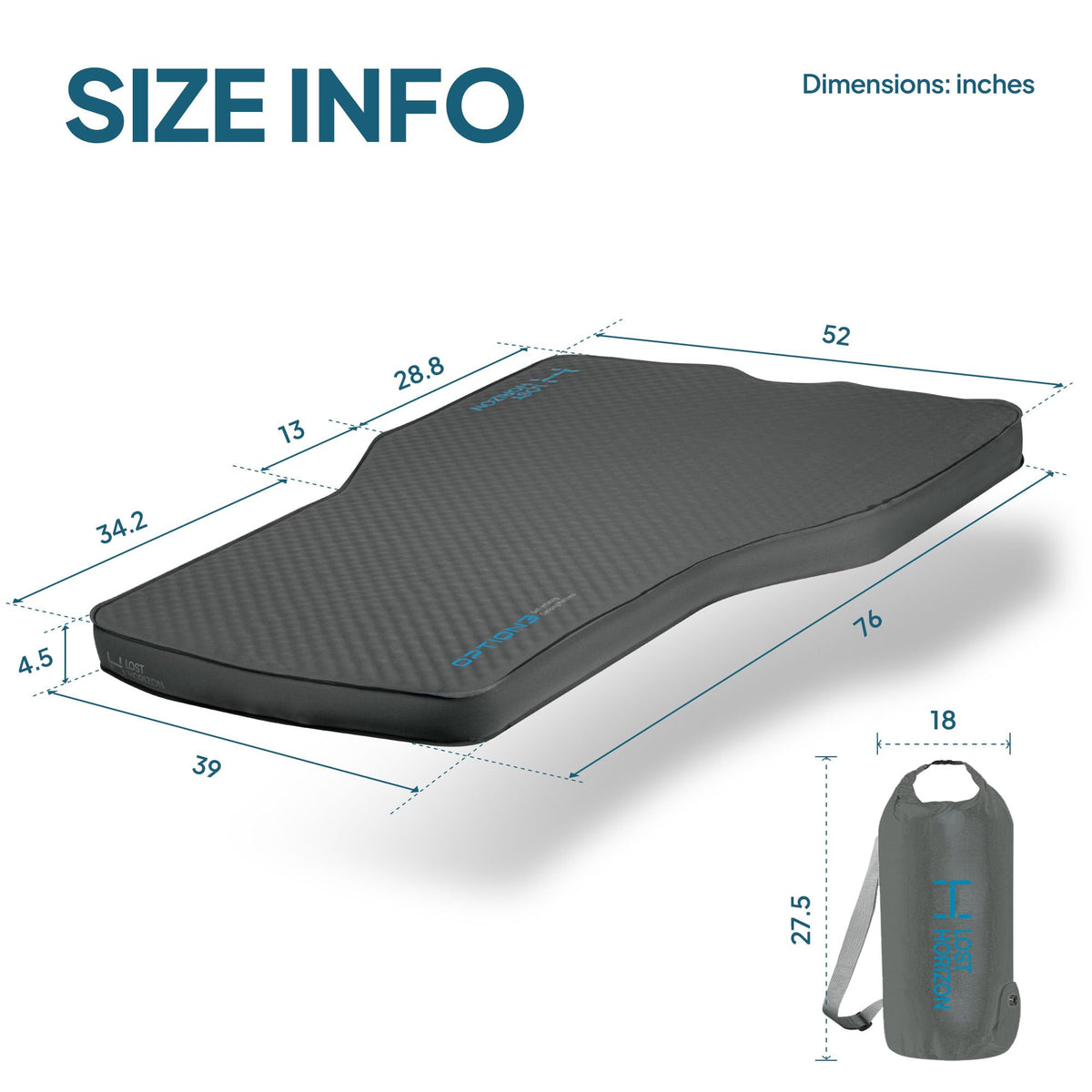 Lost Horizon Air & Foam Camping Mattress for Tesla, Self Inflating Sleeping Pad with Air Pump, 4.5" Thick, R-Value 13, Model Y