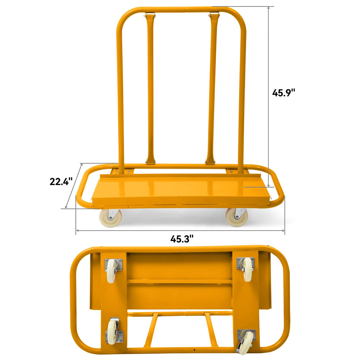 YITAMOTOR 3000lbs Heavy Duty Panel Dolly, Alloy Steel Drywall Sheet Cart 45.3" L×22.4" W×46" H w/ 5" Swivel Wheels for Wall Panel, Sheetrock, Wood Panel, Drywall Cart for Garage, Home, Warehouse