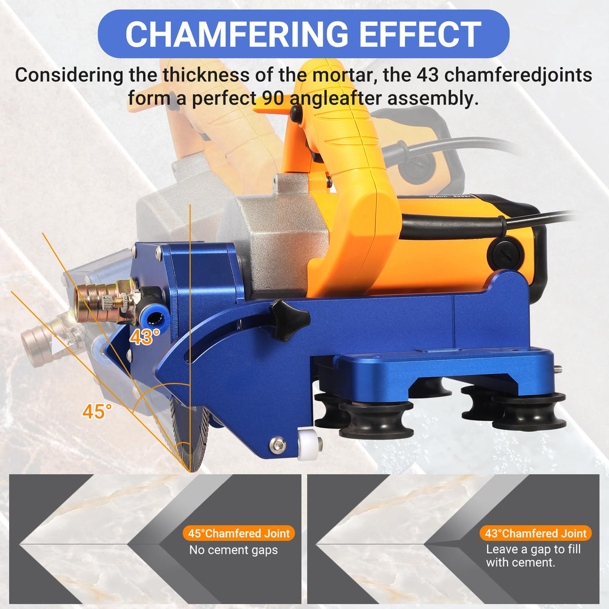 Electric Orbital Tile Cutter, 2300W Angle Grinder 8000RPM, 71" Cutting Length, Wet & Dry Blades, Bevel & Chamfer, Dual 1.05m Tracks with Suction Cups & Clamps, Water Pump & Tool Bag