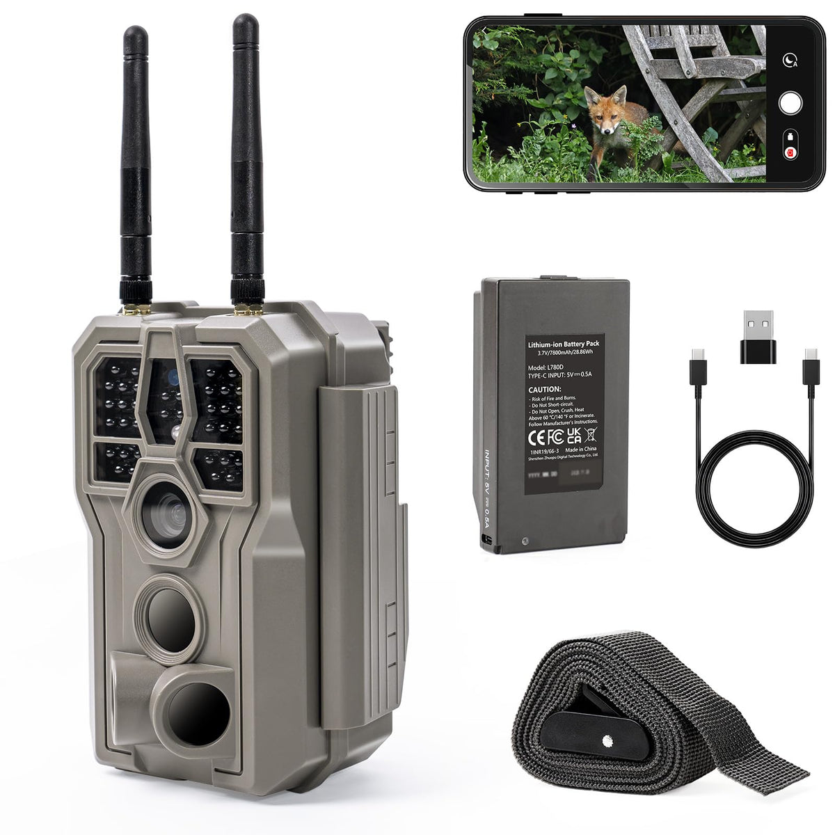 GardePro E8 2.0 Pro WiFi Bluetooth Trail Camera (Non-Cellular) – Triple-PIR Motion Sensor, Dual Antennas for Stable Connection, 4K Video, Rechargeable Battery, On-Site Viewing, Motion Activated