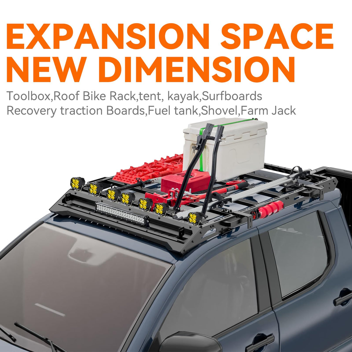 Titan Series Heavy Duty | Roof Rack for 4th Generation Compatible with only 2024, 2025, 2026 Tacoma/TRD Pro Version Double Cab 4 Door Pickup | with Handle/Side Awning Stand | No Drilling Installation
