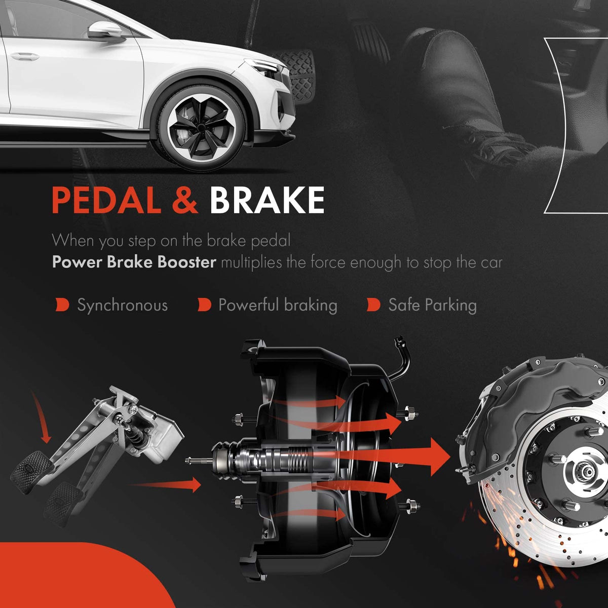 A-Premium Hydraulic Power Brake Booster Compatible with Dodge Ram 2500/3500 2003-2010, Ram 4500/5500 2008-2010 & Ram 2500/3500 2011 & Sterling Truck Bullet 45/Bullet 55 2008-2009