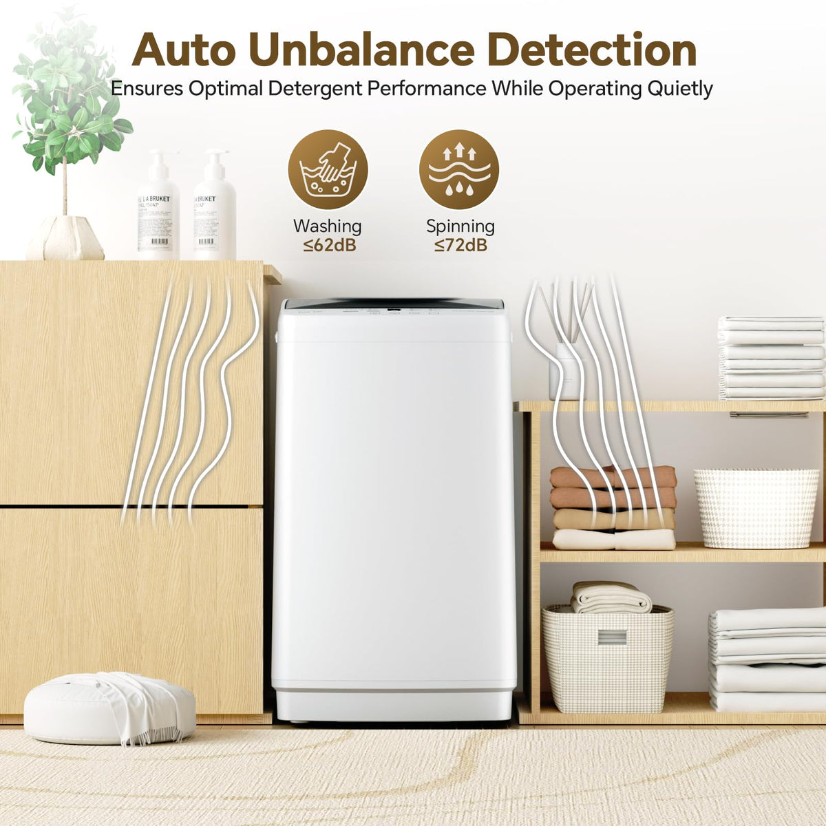 KMFurnila Portable Washing Machine, 1.06 Cu.Ft. Full-Automatic Laundry Machine with Child Safety Lock, 10 Wash Cycles & 3 Water Levels, 7.7 LBS Compact Washer for Apartment Dorm RV Camping, White