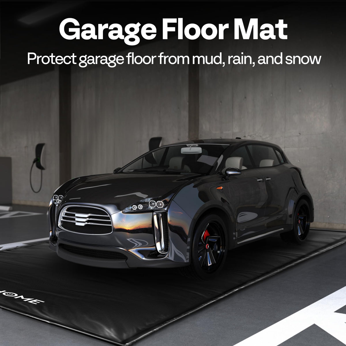VIVOHOME Containment Mat (8'6" x 20') with Stay Put Corner, PVC Garage Floor Mats, Heavy Duty Garage Parking Mat with a Squeegee,Black