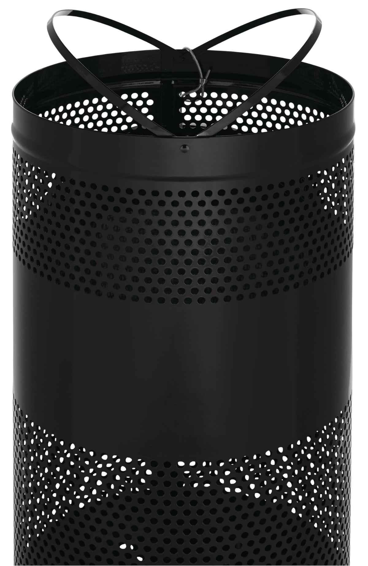 Rubbermaid Commercial Products Perforated Steel Trash Can, 25-Gallon, Black, Hands-Free Indoor/Outdoor Garbage Bin for Mall/Stadium/Office/Lobby/Restaurant