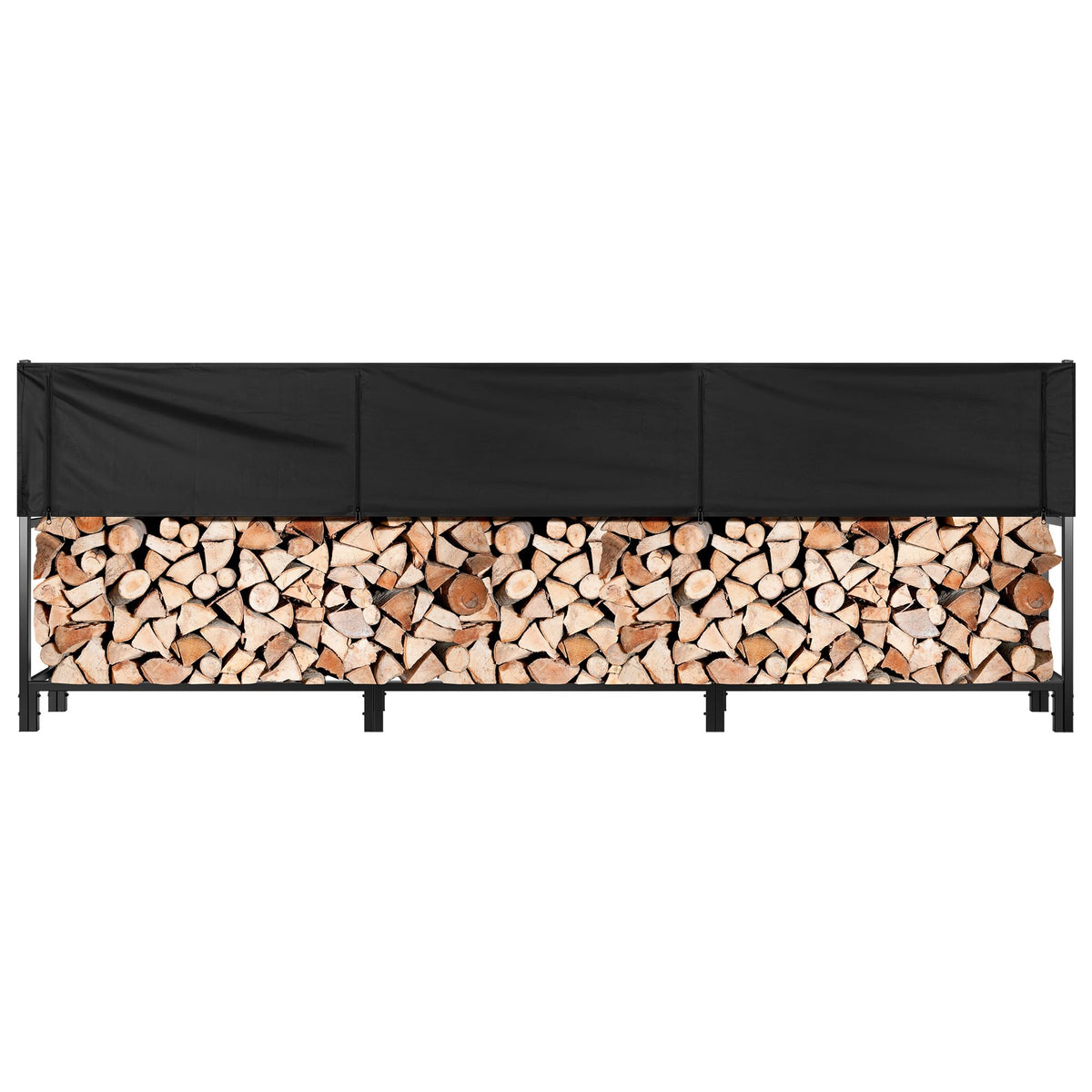 VIVOHOME Upgraded Heavy Duty 12 ft 3/4 Cord Firewood Rack Outdoor with Cover Combo Set 12ft Waterproof Firewood Log Rack Cover, Heavy Duty 600D Oxford Outdoor Weather Resistant