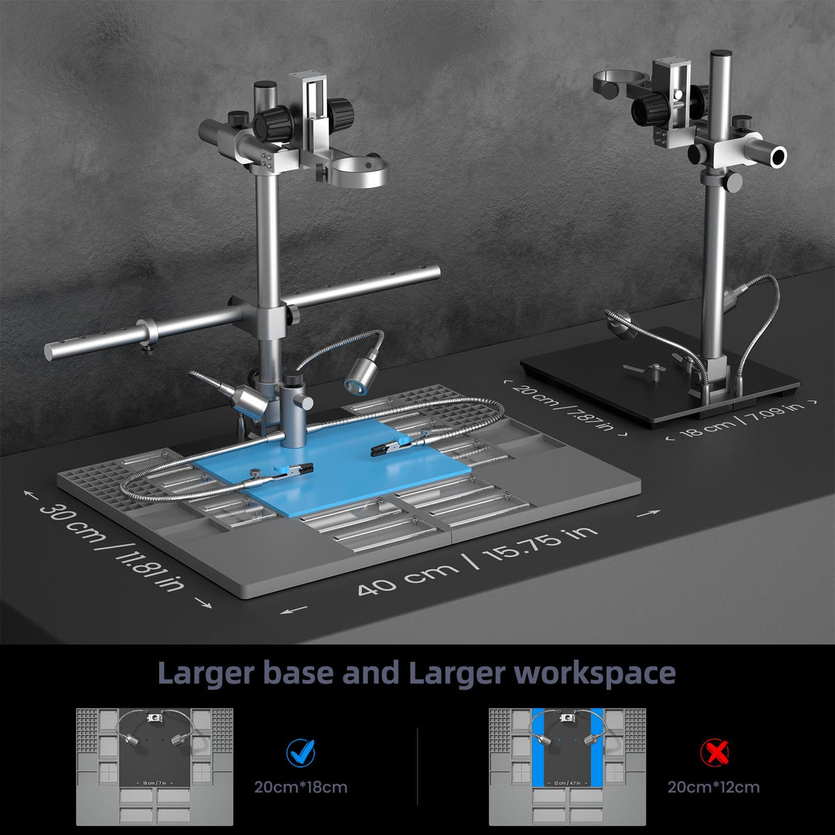 Andonstar 3 Lens 2160P UHD HDMI Digital Microscope 2000X, AD246SM-Plus Professional for PCB Circuit Board Soldering Microscope Station, Soldering Helping Hands, Tool Holder, 32G Card