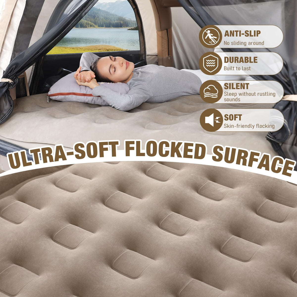 MIRUNNY Truck Bed Tent for 5.5ft-6.7ft,Auto Inflate Deflate Built in Wireless Rechargeable Air Pump,Waterproof Pickup Tent Air Mattress Camping for Ford F150, Silverado