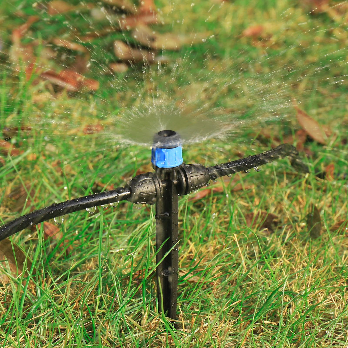 25 Pcs Drip Irrigation Fan Emitter for 1/4" Irrigation Tubing, Adjustable Water Flow Irrigation Spary Dripper with Stake Drip Micro Drip Irrigation Sprayer Emitter for Irrigation Watering System