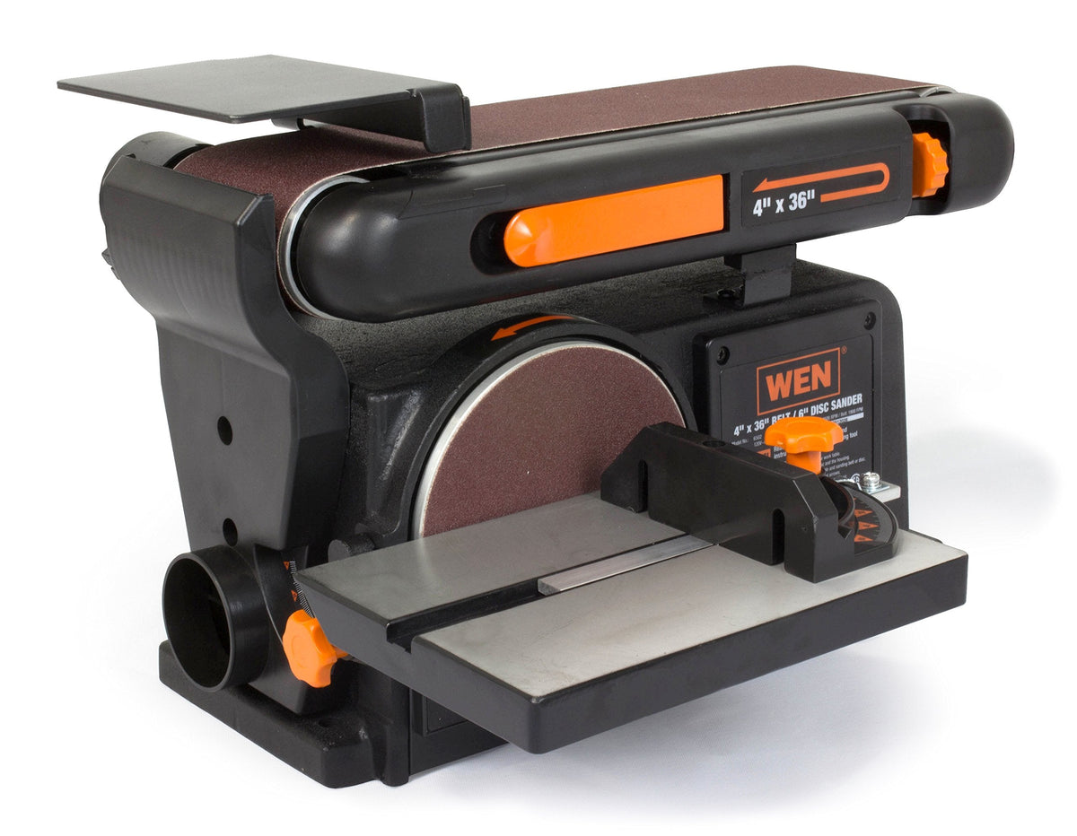 WEN Band Saw with Stand, 10-Inch, 3.5-Amp, Two-Speed (BA3962) & 6502T 4.3-Amp 4 x 36 in. Belt and 6 in. Disc Sander with Cast Iron Base