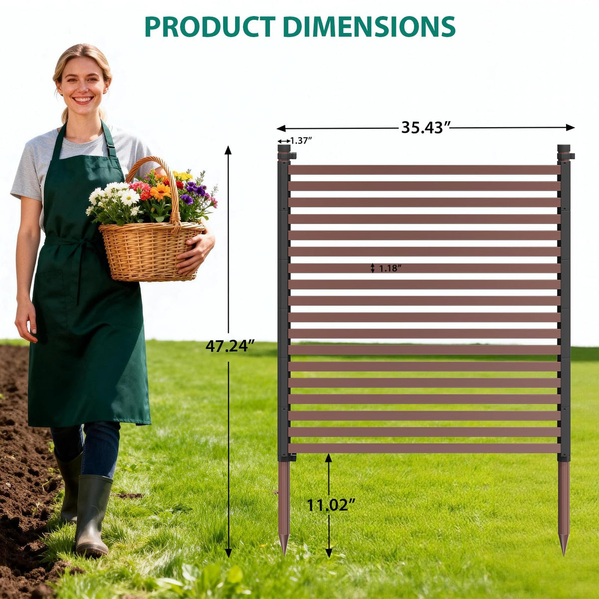 Garvee Privacy Fence Panels for Outside, 48" h×106" w 3-Panel No-Dig, Rustproof Decorative Garden Barrier, Air Conditioner Fence Panels, Pool Equipment Enclosure, Trash Can Screens, Easy Install