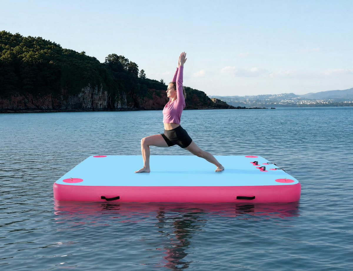 Inflatable Floating Dock for Lakes, Thick and Extra Wide Lake Floats for Adults, Non-Slip Air Dock Platform with Portable Carrying Bag, Floating Platform Island for Pool Beach Ocean