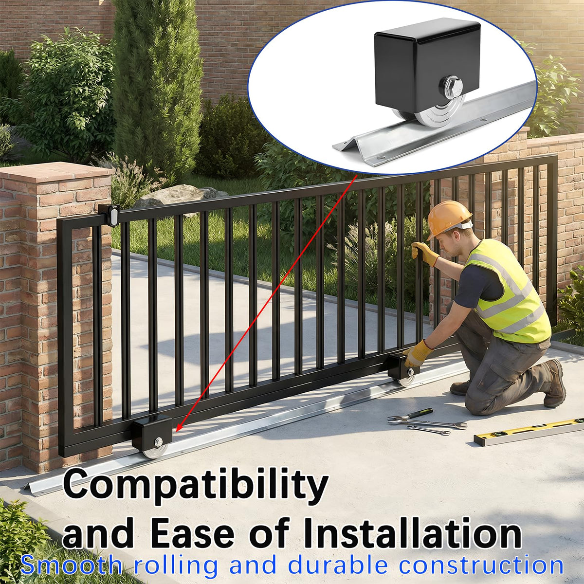 18 FT Extra Wide 3.5" Wide Heavy Duty V-Track for Sliding Gate, Compatible with 4" & 6" V-Groove Wheels, Galvanized Steel Ground Track Modular Design for Driveway, Warehouse & Industrial Gates