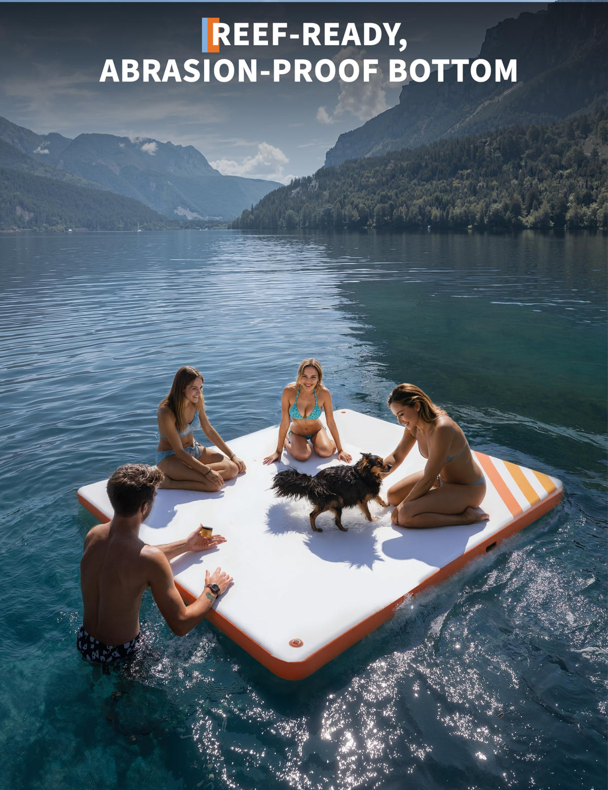 GarveeLife Inflatable Floating Dock 8 x 6 ft Air Dock Platform Non-Slip Surface Thick Lake Floats with Portable Carrying Bag for Lakes, Pool, Beach, Ocean