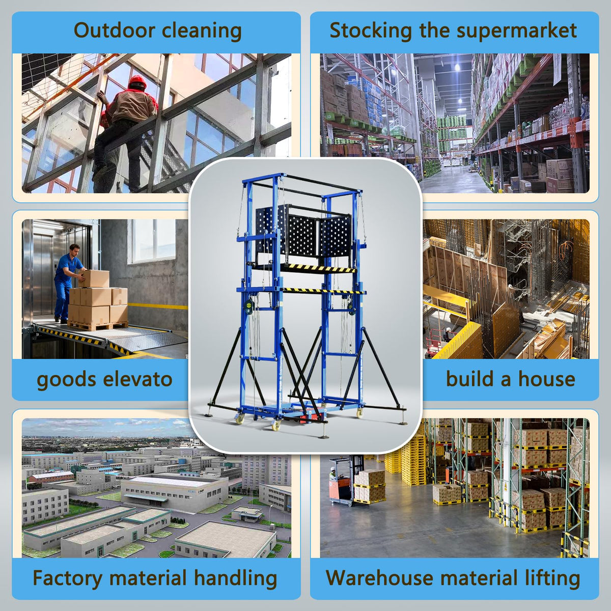 660 Lbs Load Electric Scaffolding, 16.4FT Lifting Height Construction Electric Scaffolding Lift Platform,110v Upgraded Version Suitable for Home Decoration Site Construction(Ce Certification)