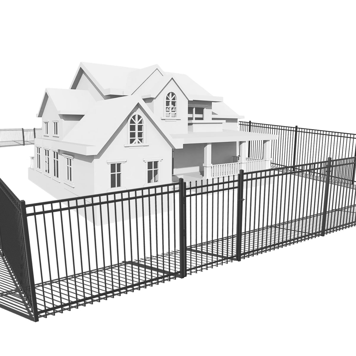 Fencer Wire 100FT Heavy Duty Flat Top Fence Barrier Kit, Anti-Rust Metal Steel Fence with 5FT Height X 8FT Width Panels, with Pinnacle Gate, Posts, Connectors, Outdoor Fencing for Yard