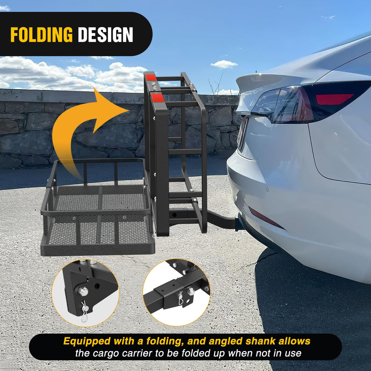Nilight 60" x 20"x 7.87" Hitch Cargo Carrier & 5/8" Pin Clip Fits 2-Inch Receiver 500 Lbs Heavy Duty Capacity Luggage Basket Fold Up for SUV Pickup Camping Traveling