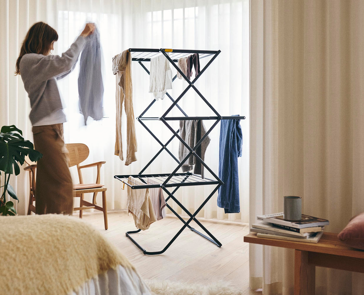 Joseph Joseph AirFrame 3-Tier Clothes Airer Drying Rack, 53 ft Capacity, Indoor/Outdoor, Stable, Foldable, Compact Storage