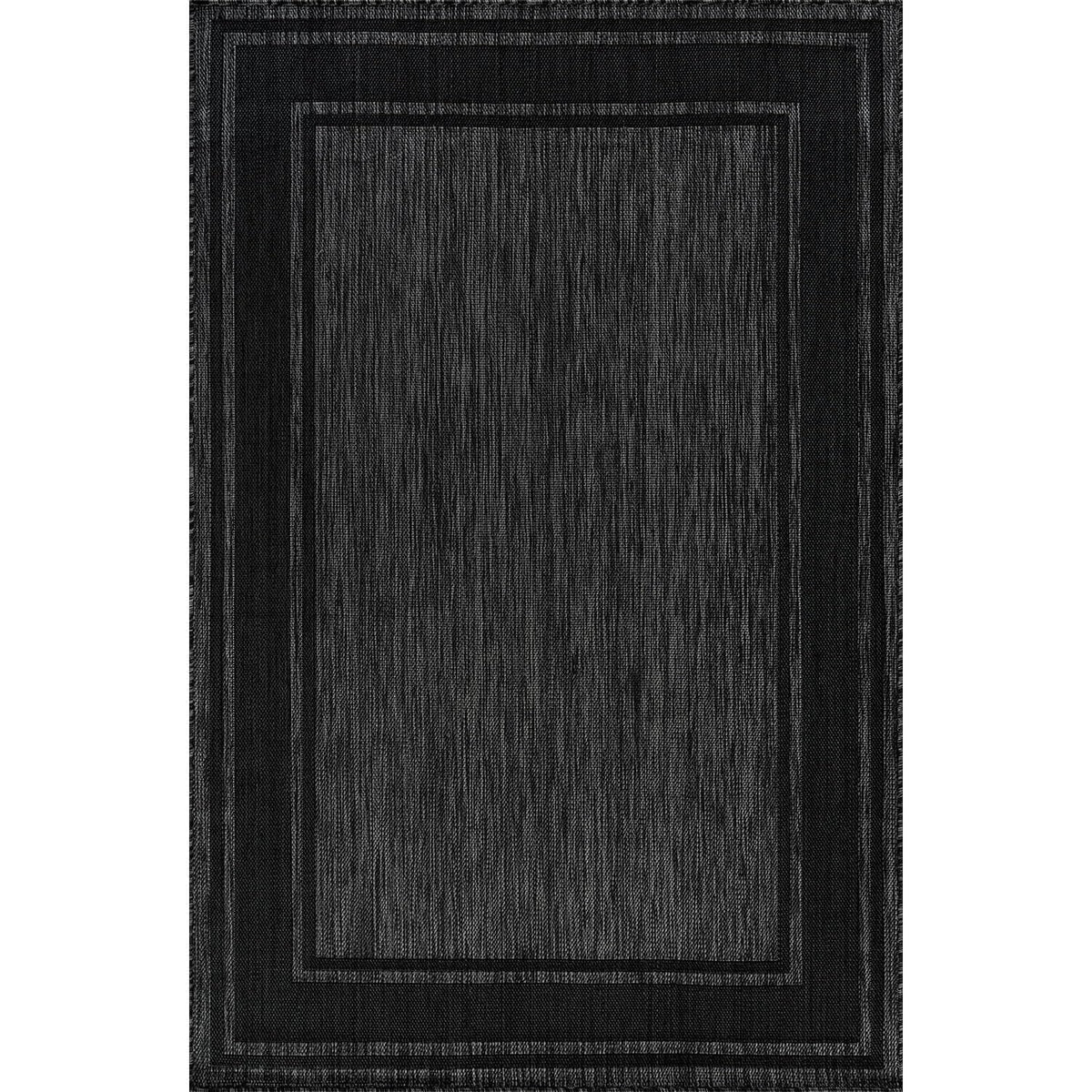 Beverly Rug Outdoor Rug 6x9 Modern Bordered Area Rugs for Indoor and Outdoor Patio Deck Porch Garden Waterproof Weather Sun Resistant Washable Outside Carpet (6 x 9 Black)
