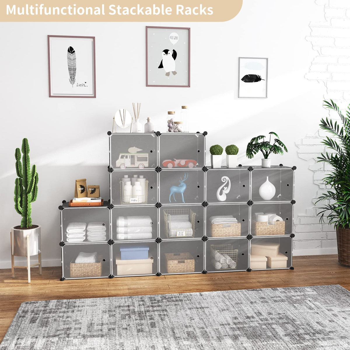 WEXCISE Portable Shoe Rack Organizer with Door, 80 Pairs Shoe Storage Cabinet Easy Assembly, Plastic Adjustable Shoe Storage Organizer Stackable Detachable Free Standing DIY Expandable 10 Tier Black