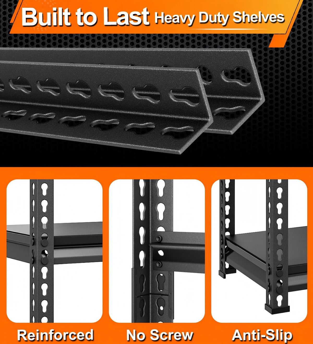 Huhaneon Metal Garage Shelving for Storage - 40'' W 1,680 Lbs Heavy Duty 4 Tier Utility Shelves Freestanding - Adjustable Rack Units for Basement Pantry Kitchen - 40" W x 16" D x 62" H Black