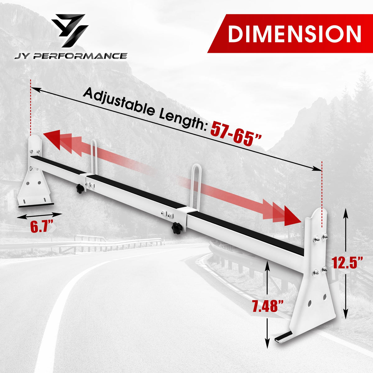 Ladder Rack for Van, Van Roof Rack Compatible with Chevy Express 1500 2500 3500 Ford Econoline GMC Savana Fullsize with Rain Gutter, Adjustable Length 57''-65'', 3 Bars, 800 Lbs, White