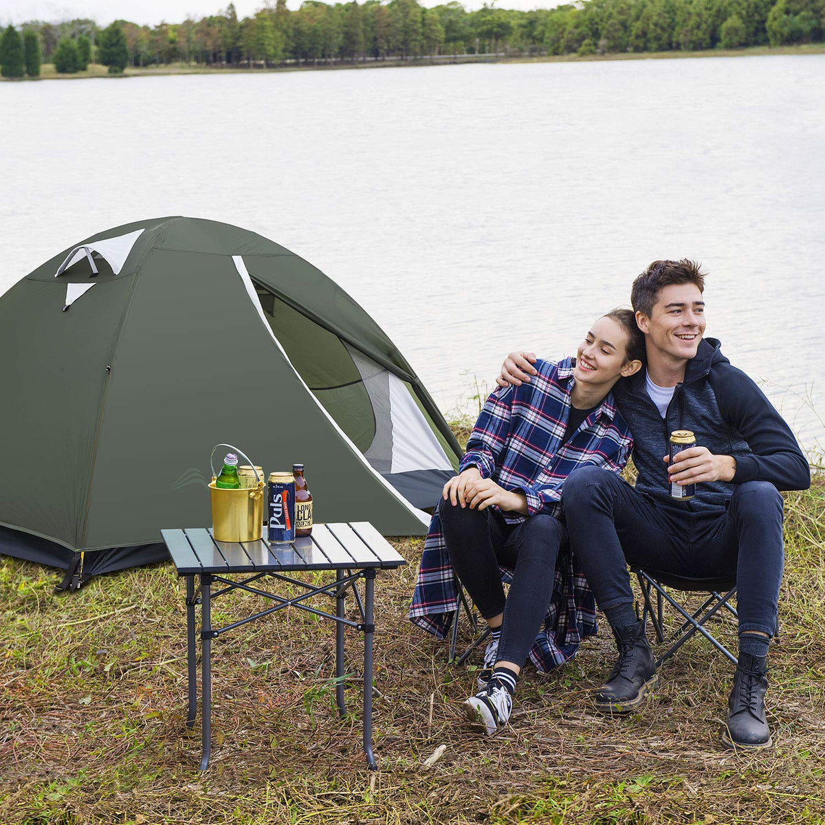 BISINNA 2 Person Camping Tent Lightweight Nylon Backpacking Tent Waterproof Windproof Two Doors Easy Setup Free Standing Double Layer Ultralight Tent for Camping Outdoor Hunting Hiking Mountaineering