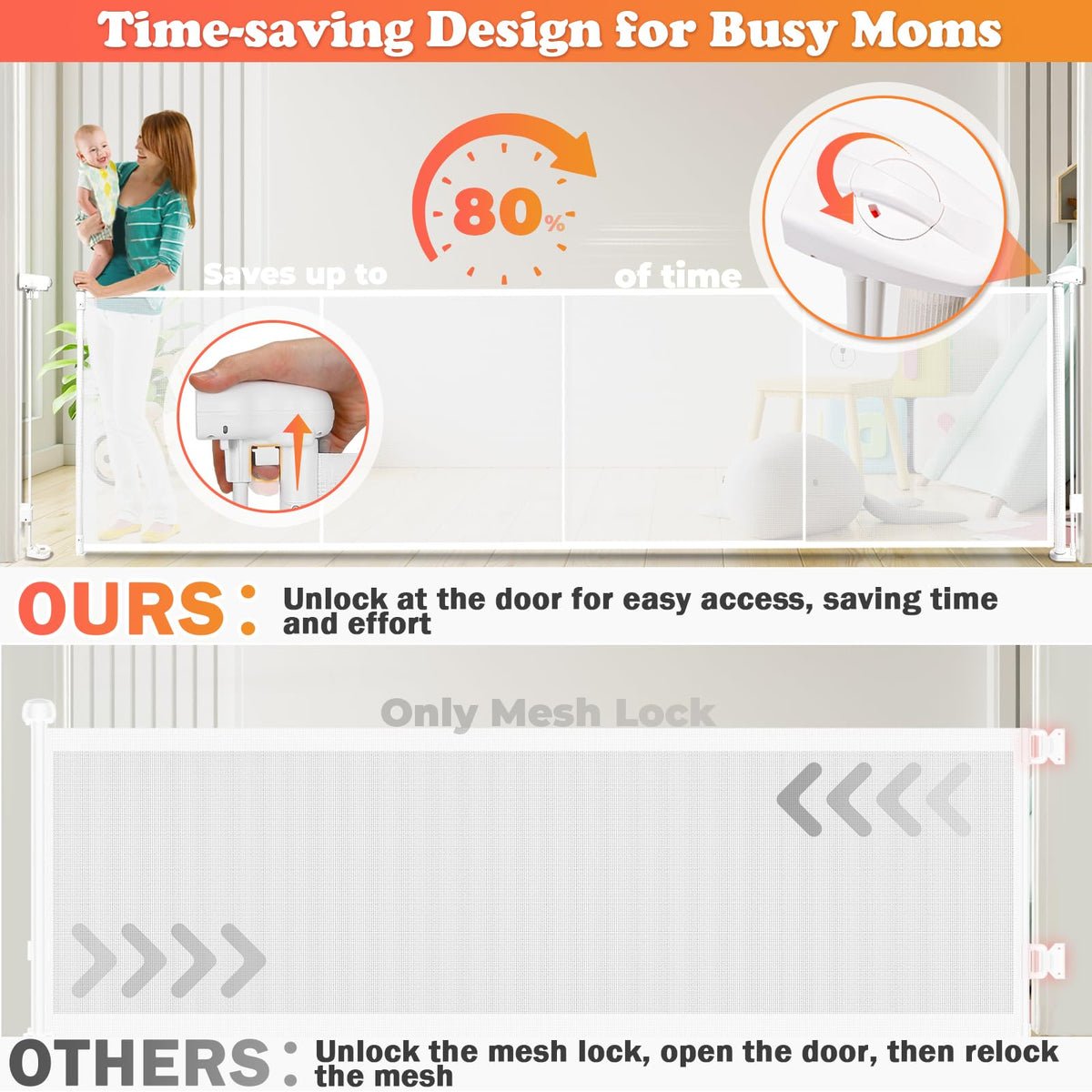 19.7ft Retractable Baby Gates Dog Gate - 236" Extra Wide Expandable Child Safety Gate,37" Tall Toddler Pet Mesh Gate with Reinforced Strips for Doorways,Stairs,Hallways,Outdoor & Indoor Large Openings