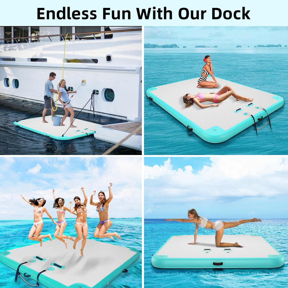 AZXRHWYGS Inflatable Floating Dock Air Dock Platform Floating Island Raft with None-Slip Surface for Pool Beach Ocean