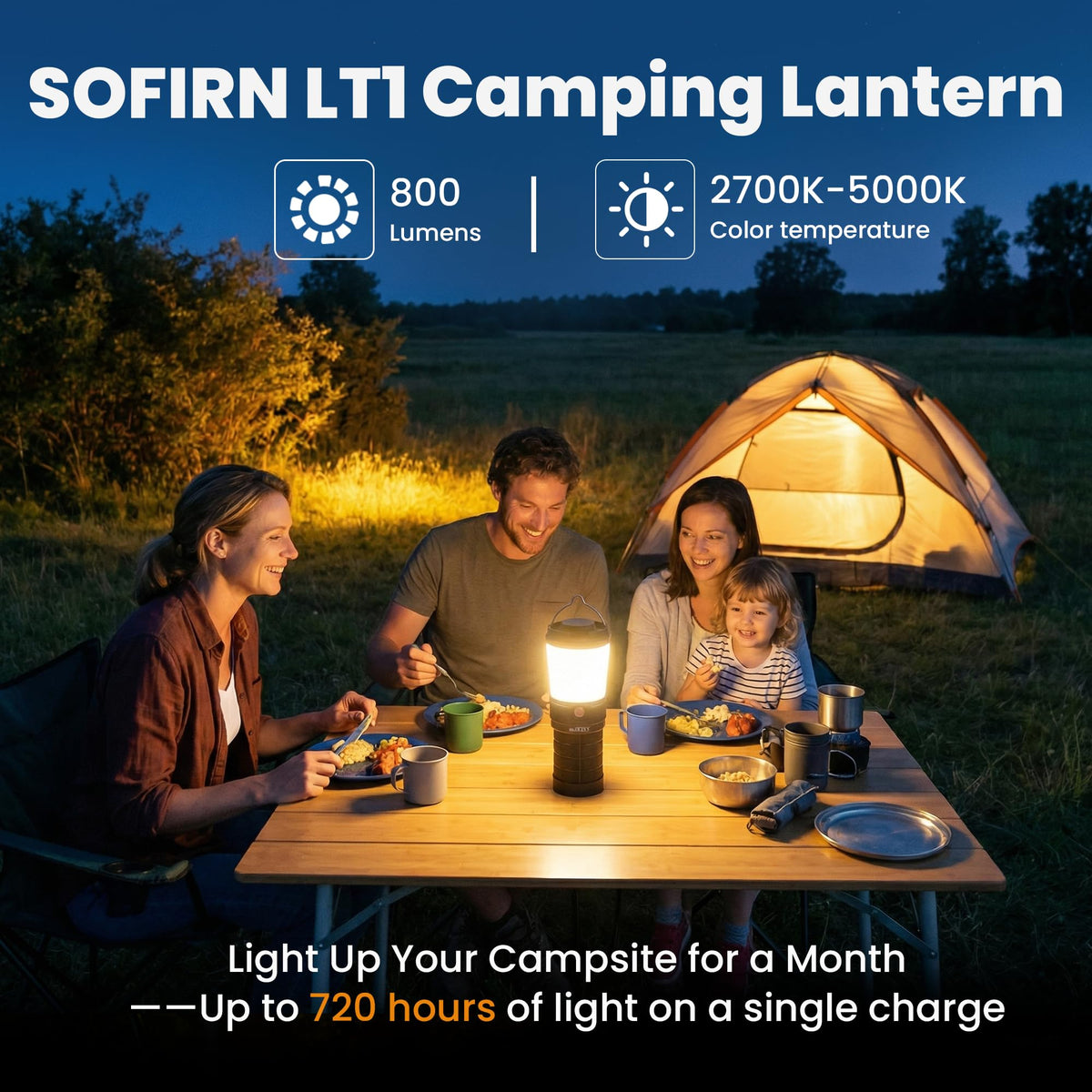 Sofirn BLF LT1 Camping Lantern Rechargeable, Led Lantern with 8X LH351D LED, 24 Hours Runtime in Medium Mode, Perfect Lantern Flashlight for Camping, Power Outages, Hiking, Fishing