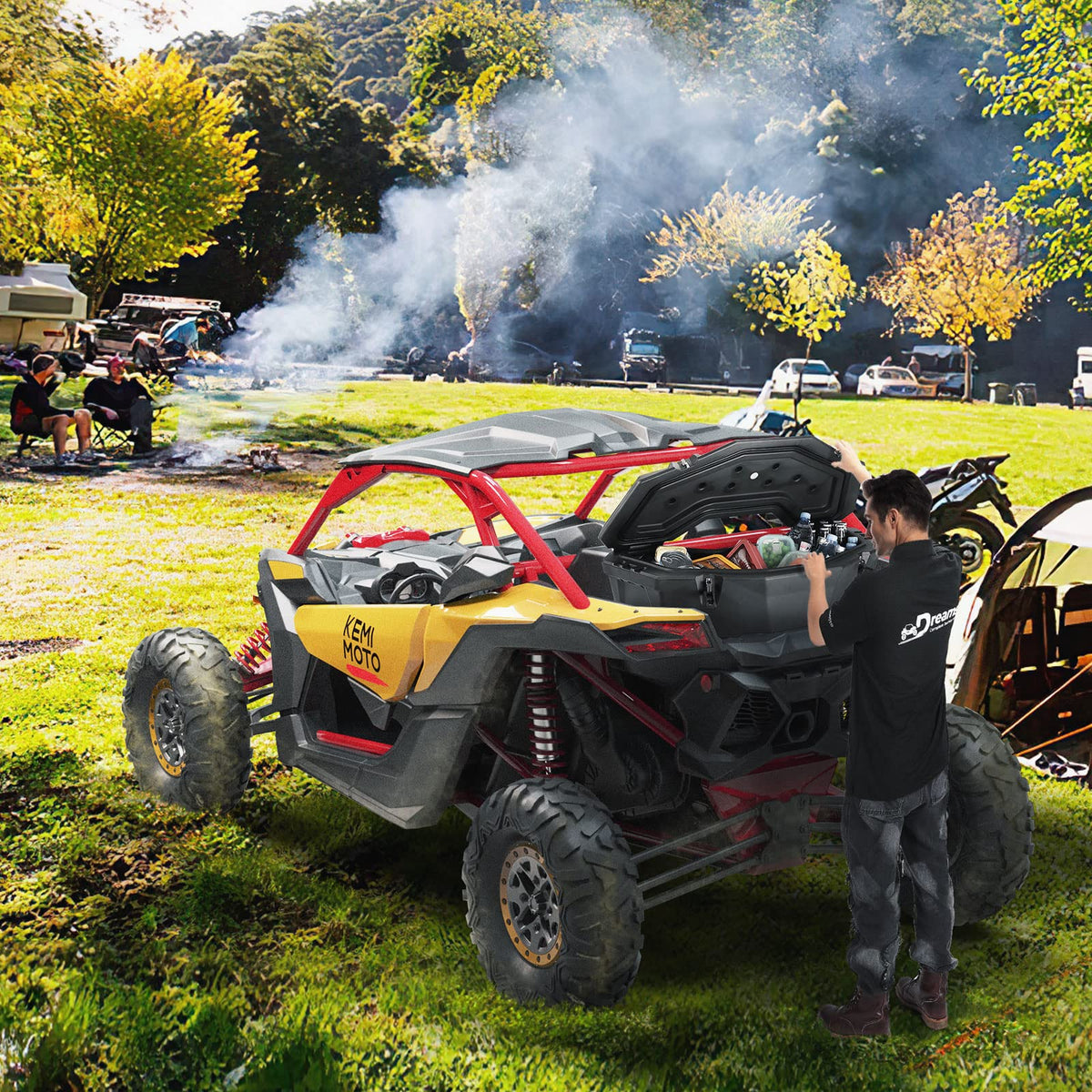Kemimoto X3 Bed Box, X3 Trunk Storage Box, X3 Max Rear Rack Cargo Box Compatible with Can am Maverick X3, Outlander (Except 6x6), Renegade, OEM Replace #715004778 w/h Mounting Bracket