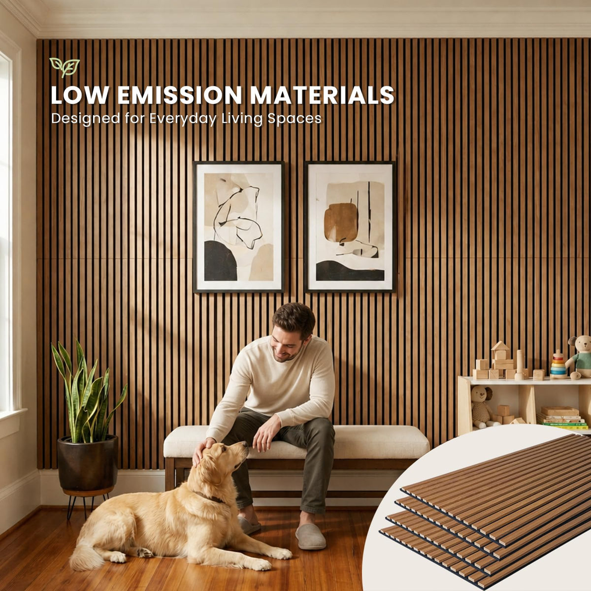 Wood Slat Wall Panels - 4 Pack 47.2" × 23.6" - Acoustic Panels Noise Reduction for Home Office Studio, 3D Fluted Sound Dampening Absorbing Panels, Walnut