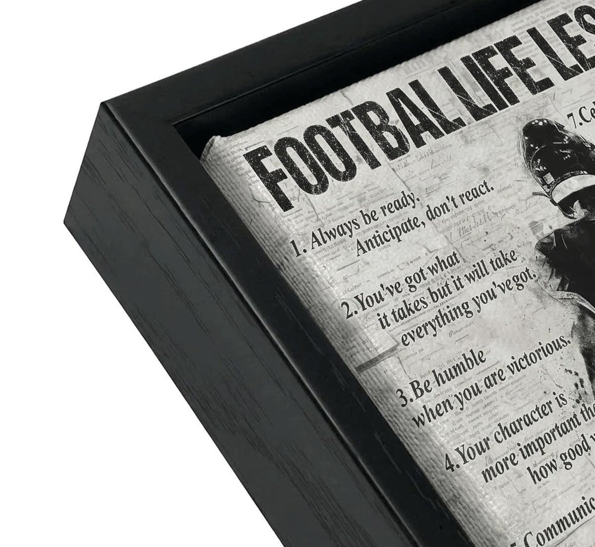 Framed Fotball Sports Canvas Wall Art Football Life Lessons Wall Decor Picture Inspirational Quotes Motivational Boy Poster Print Painting for Gym Bedroom Living Room Decoration Prepare To Hang