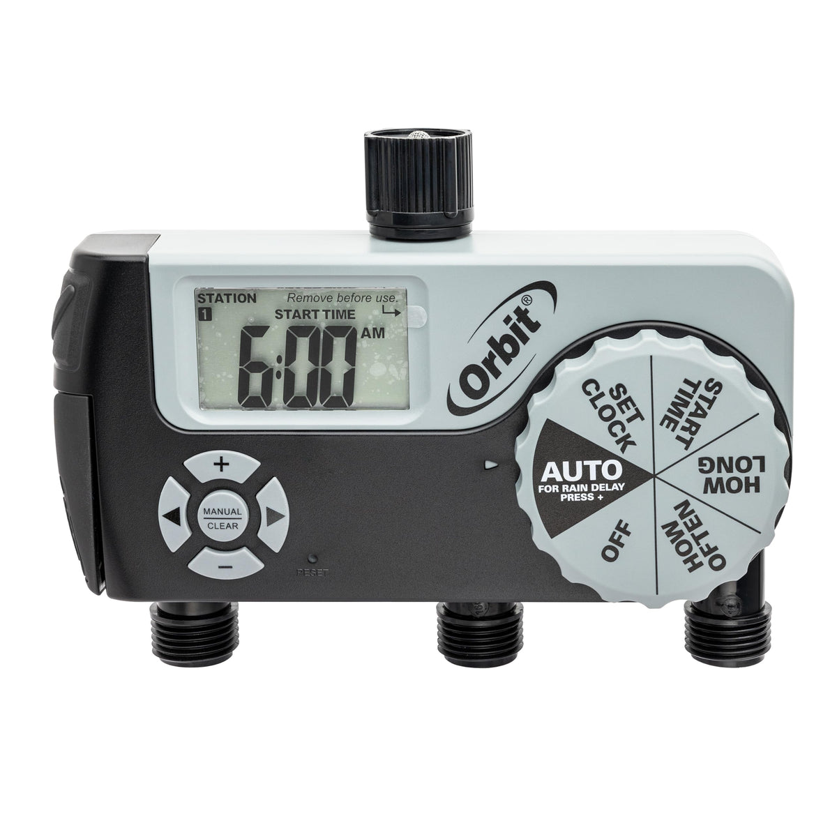 Orbit 56233D 3-Outlet Digital Watering Timer, 3 valves, Black and Gray