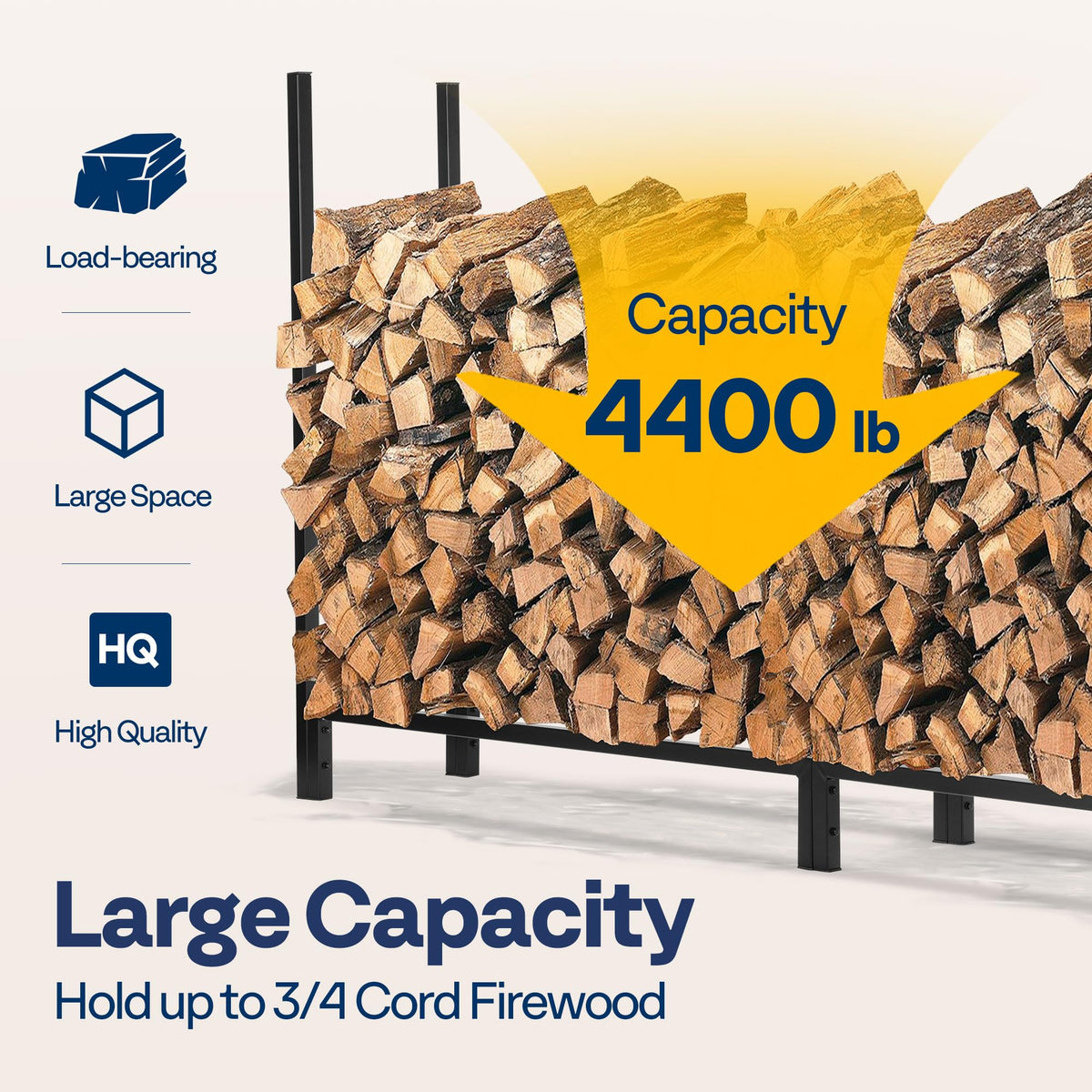 VIVOHOME Upgraded Heavy Duty 12 ft 3/4 Cord Firewood Rack Outdoor with Cover Combo Set 12ft Waterproof Firewood Log Rack Cover, Heavy Duty 600D Oxford Outdoor Weather Resistant