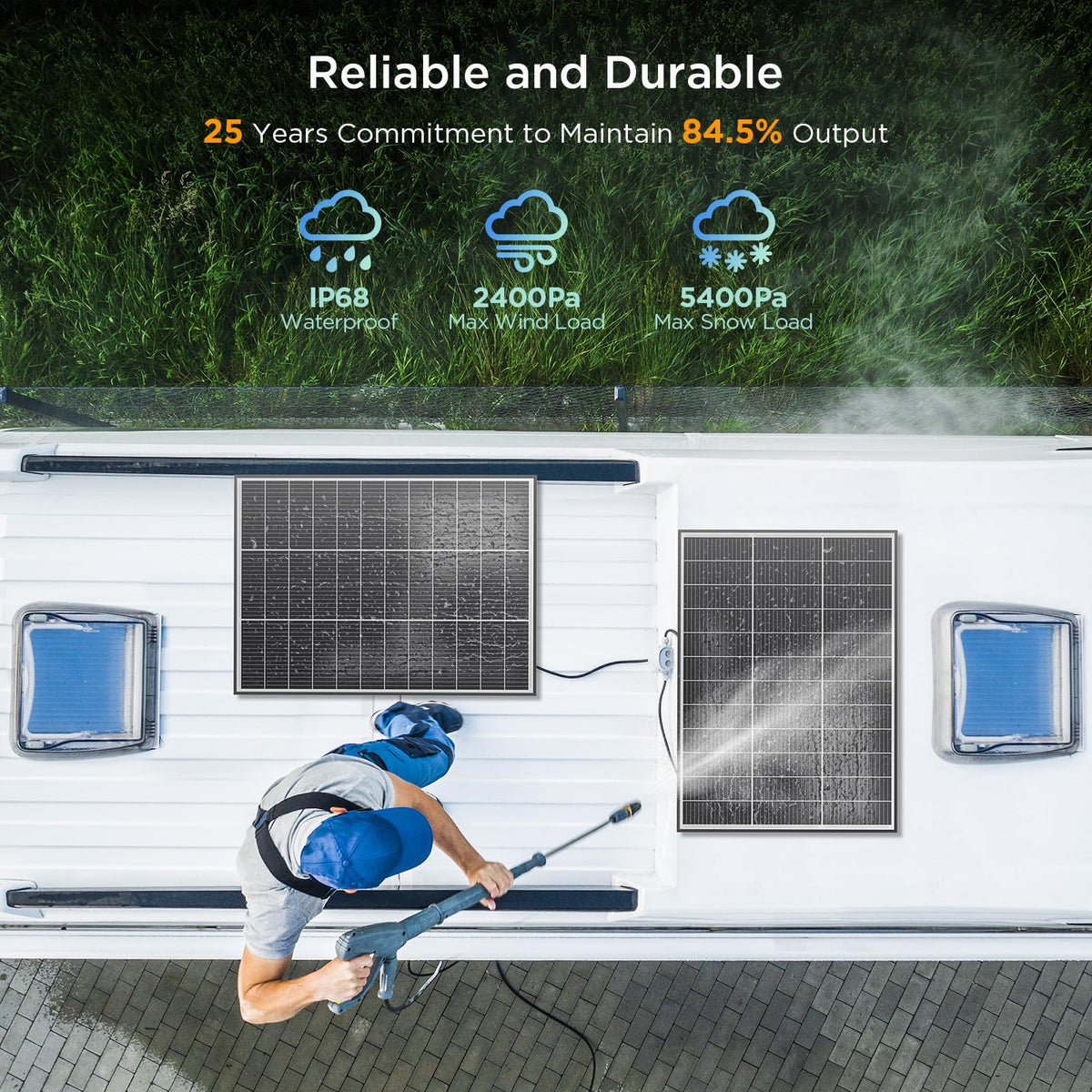 Callsun N-Type 16BB 200 Watt Solar Panel, 2×100W Solar Panels, 25% High Efficiency Monocrystalline PV Module,Compact Space-Saving for RV, Van, Marine, Cabin & Off-Grid 12/24VSystems