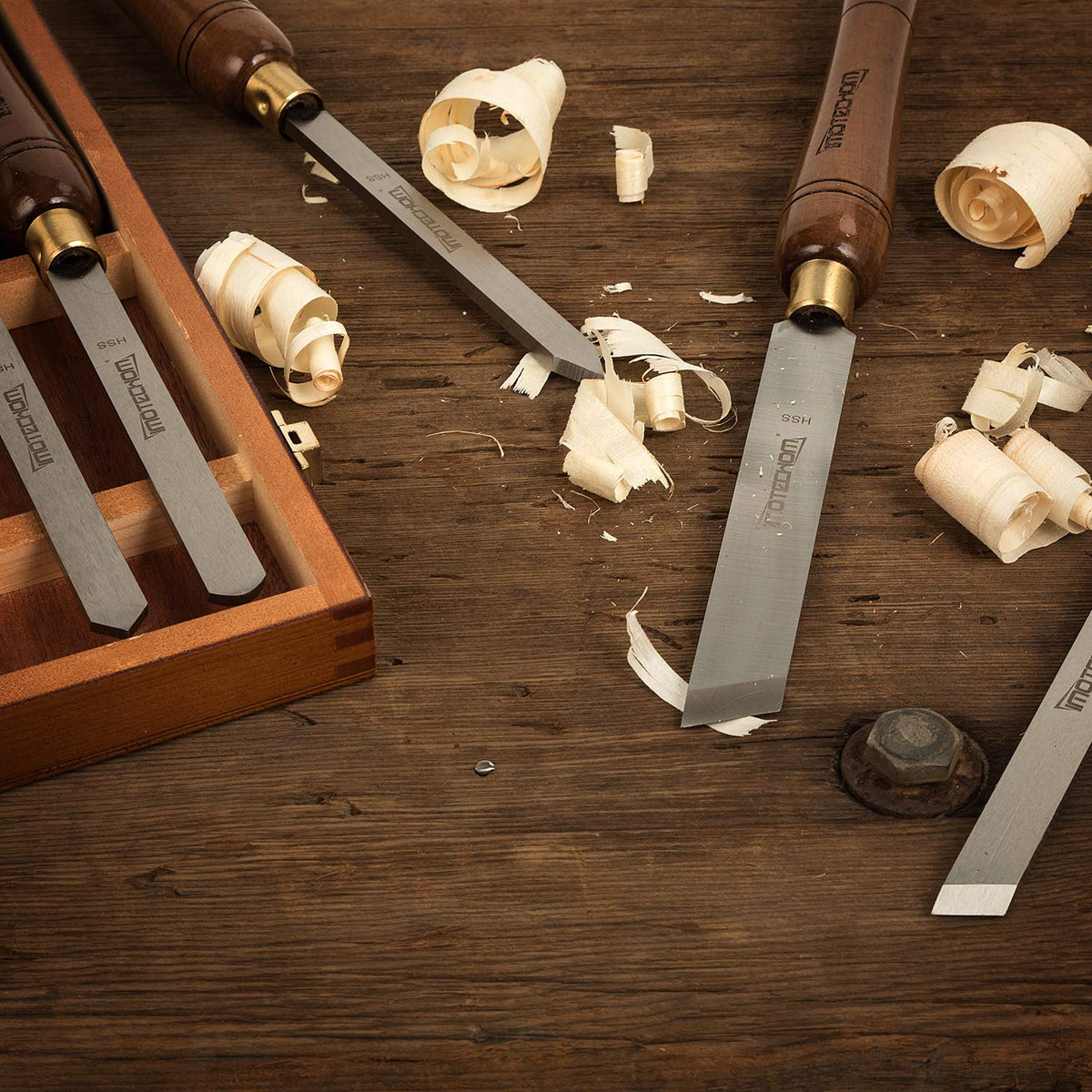 IMOTECHOM 8-Pieces HSS Wood Turning Tools Lathe Chisel Set with Wooden Box