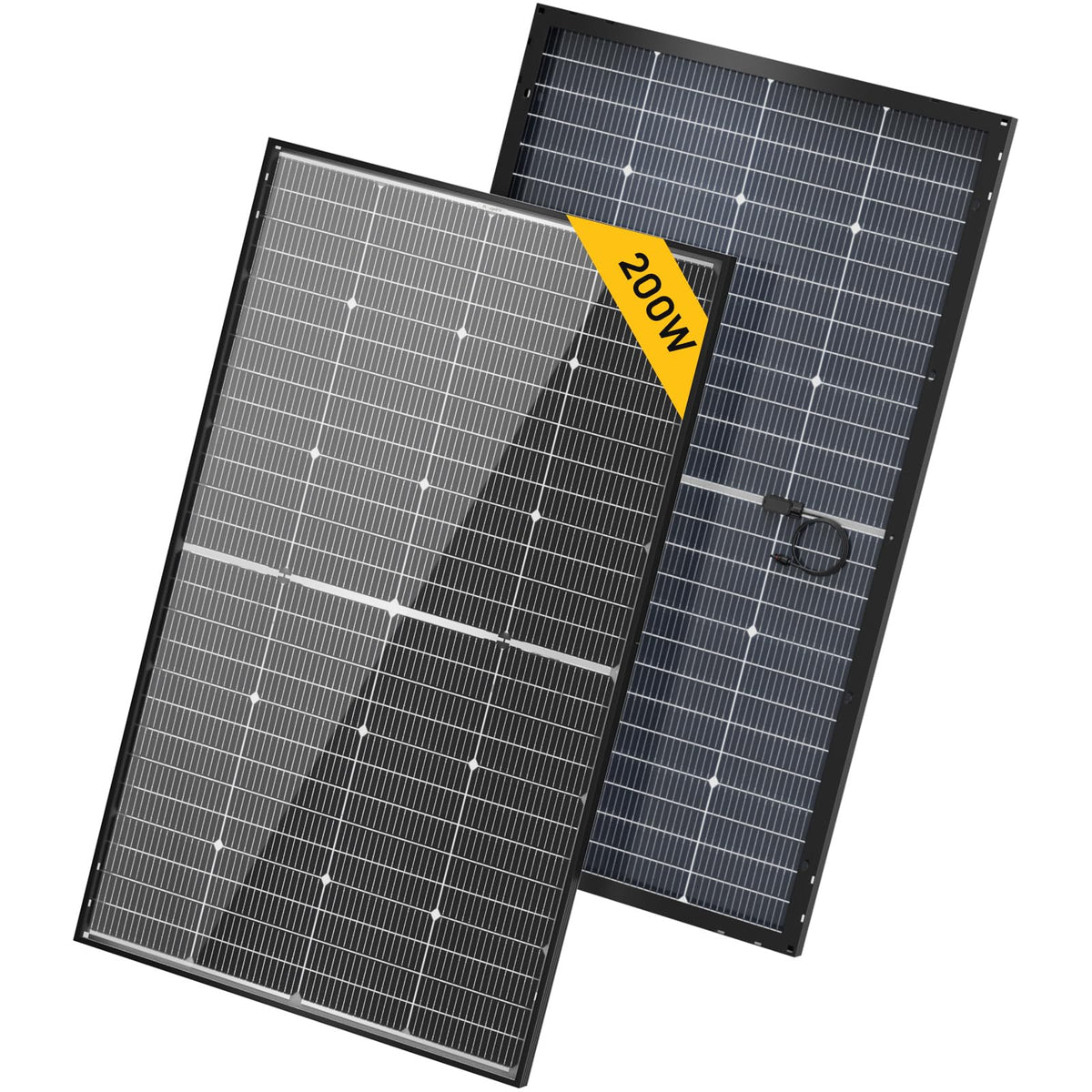BougeRV 24V N-Type 16BB 200W Bifacial Solar Panel, 24V 200 Watt Solar Panel, for RV Camping Boat Marine Log Cabin Roof, Charing Golf Cart Lithium Battery, Black Frame (1PCS)