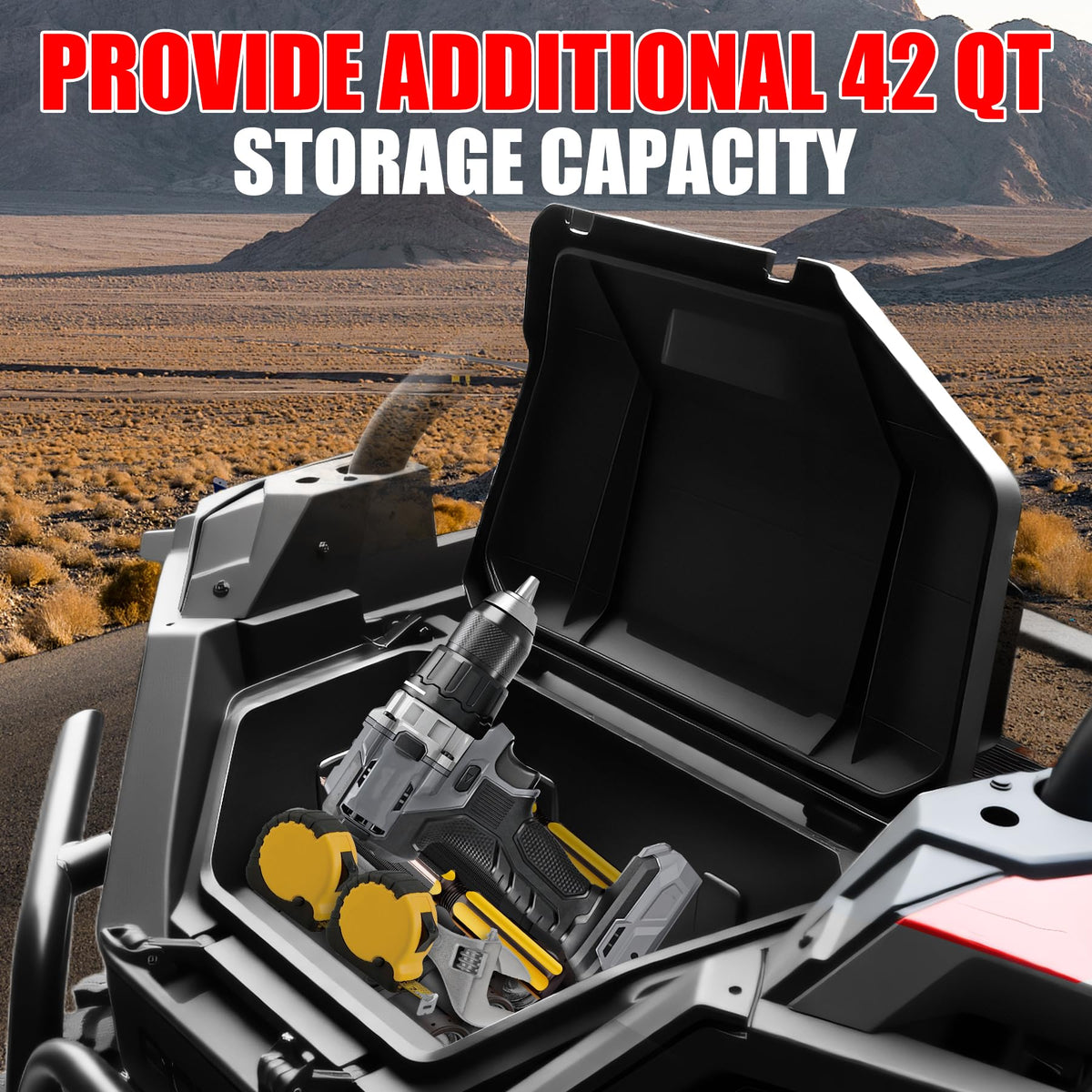 XATVXUTV 42QT UTV Rear Cargo Storage Box for Polaris RZR PRO XP/XP4, Water Resistant Dust Free Rear Bed Tool Box for Polaris RZR Turbo R/R4 RZR PRO S/S4 2020-2025 Accessories, Replace OEM #2883752