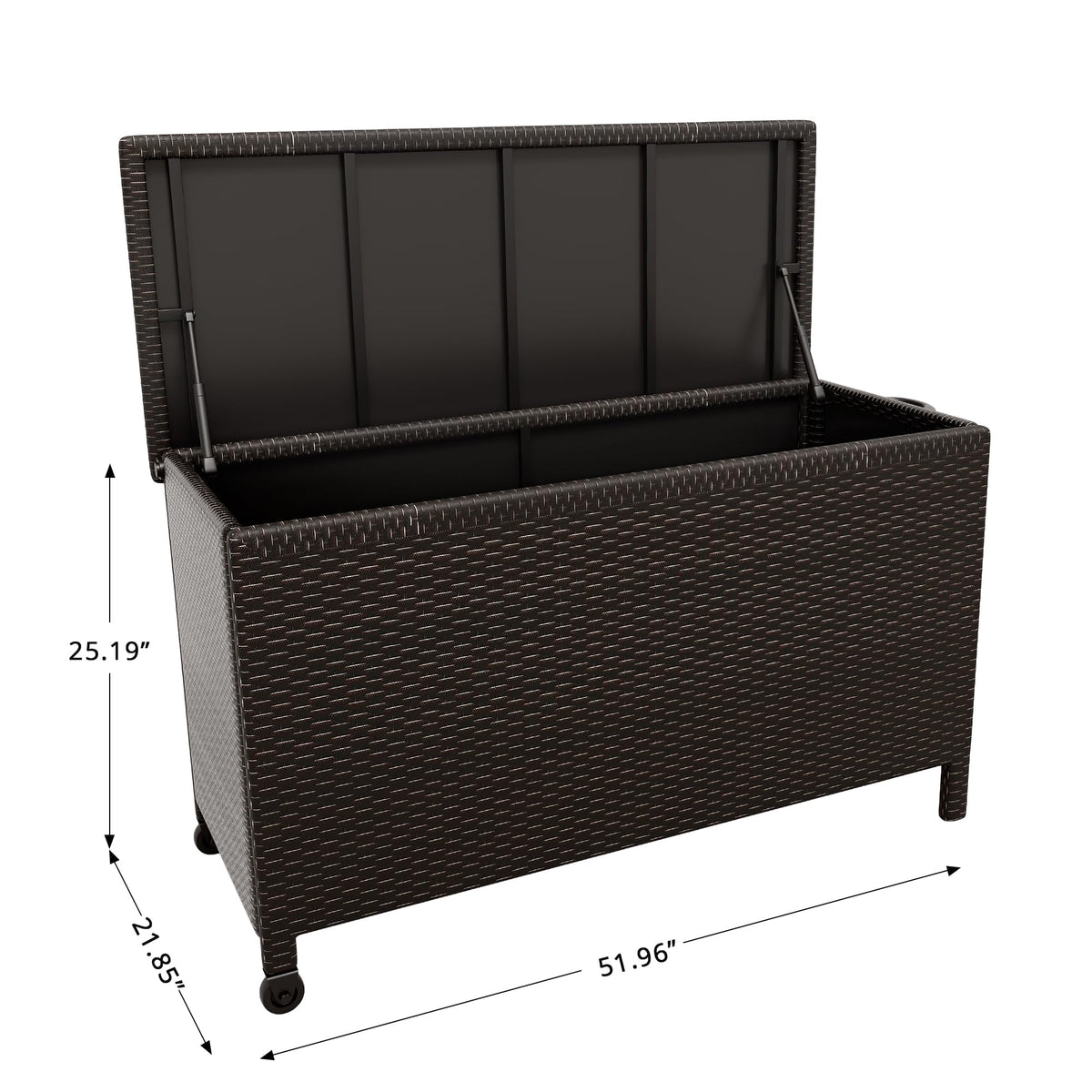 Large Deck Box Waterproof PE Rattan Outdoor Storage Box with Handles and Wheels, Storage Bin for Garden, Balcony, Porch, Pool, Yard (Brown, 125 Gallon)
