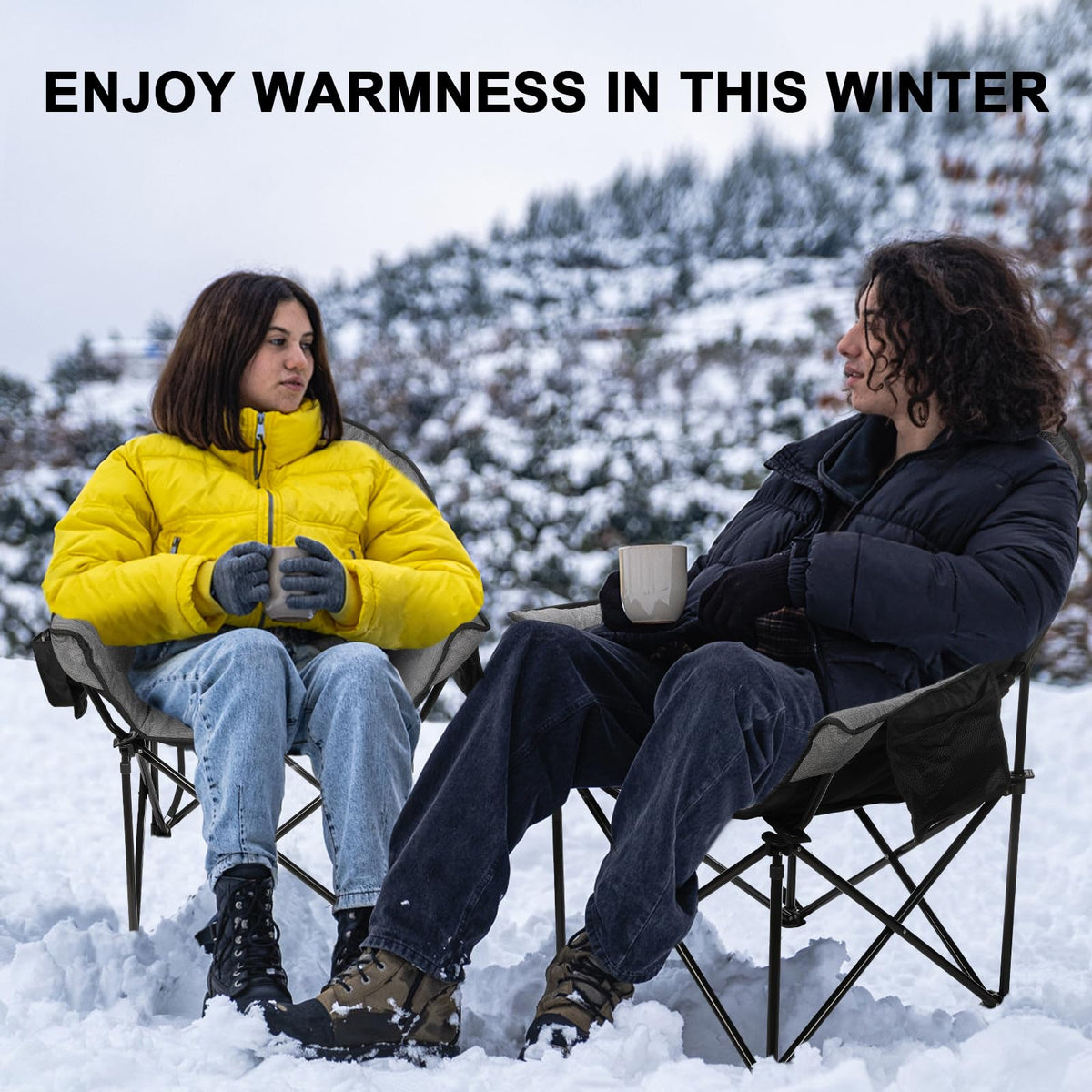 REALEAD Heated Camping Chair - Fully Thick Padded - Heated Chairs for Outdoor Sport with Back and Seat Heating - Heated Outdoor Chair for Adults - Battery NOT Included