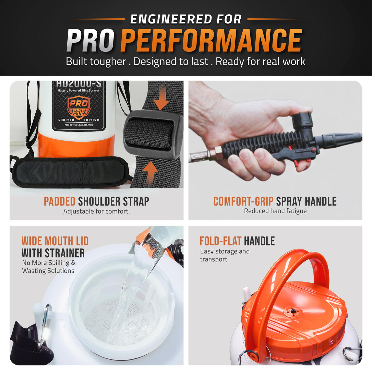 PetraTools Battery Powered Sprayer 2 Gallon – Battery Operated Sprayer for Lawn and Garden, 2 Gallon Sprayer for Weed control, Pest Control, Watering with 9 Spray Nozzles & Gloves (2Gallon Pro Series)