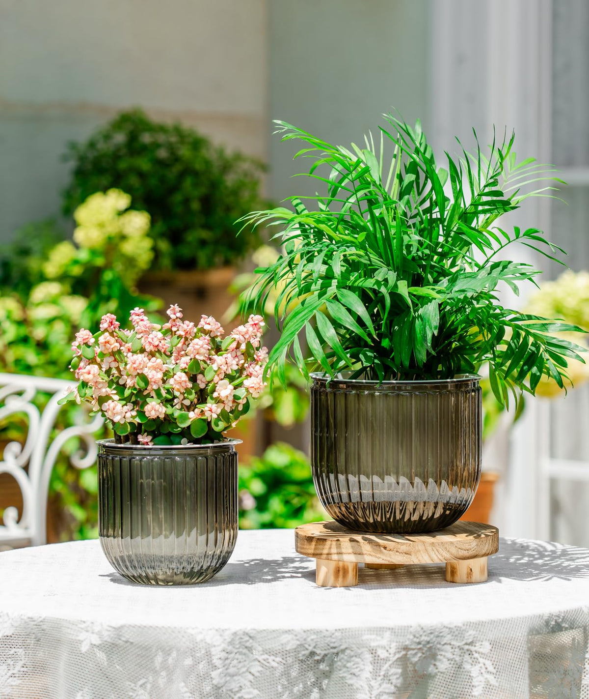 Melphoe Self Watering Pots for Indoor Plants Planter, 6.5/5.3 Inch 2 Pack Planters Self Watering Plant Pots for Flower, Houseplants, Succulent, African Violets and Cactus with Drainage