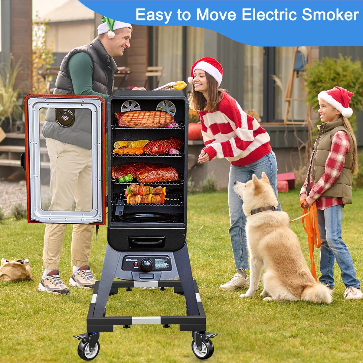 LYUND Heavy Duty All Steel Smoker Stand with 5 Inch Casters Wheels, for Vertical Electric Smoker&Digital Electric Smoker Universal Mobile Base