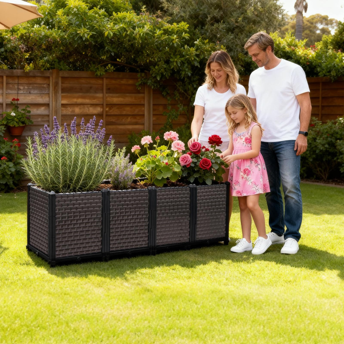 Large Planters for Outdoor Plants - Deepened 20" H, Raised Beds for Gardening Self Watering, Elevated Planter Box with Legs, Rectangular Garden Planters for Outdoor Plants Flowers, 62.9"L x 15.7"W