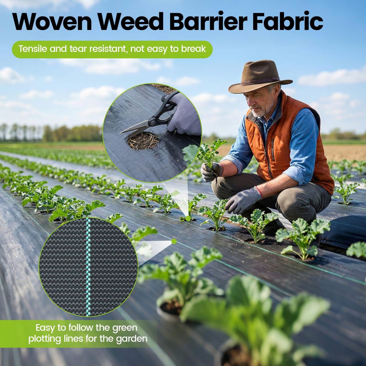 13x120ft Driveway Fabric, 5.2OZ Commercial Weed Barrier Fabric Heavy Duty Landscape Fabric, Weed Fabric, Weed Blocker Fabric for Garden Weed Barrier, Road Fabric Construction Project, Erosion Control