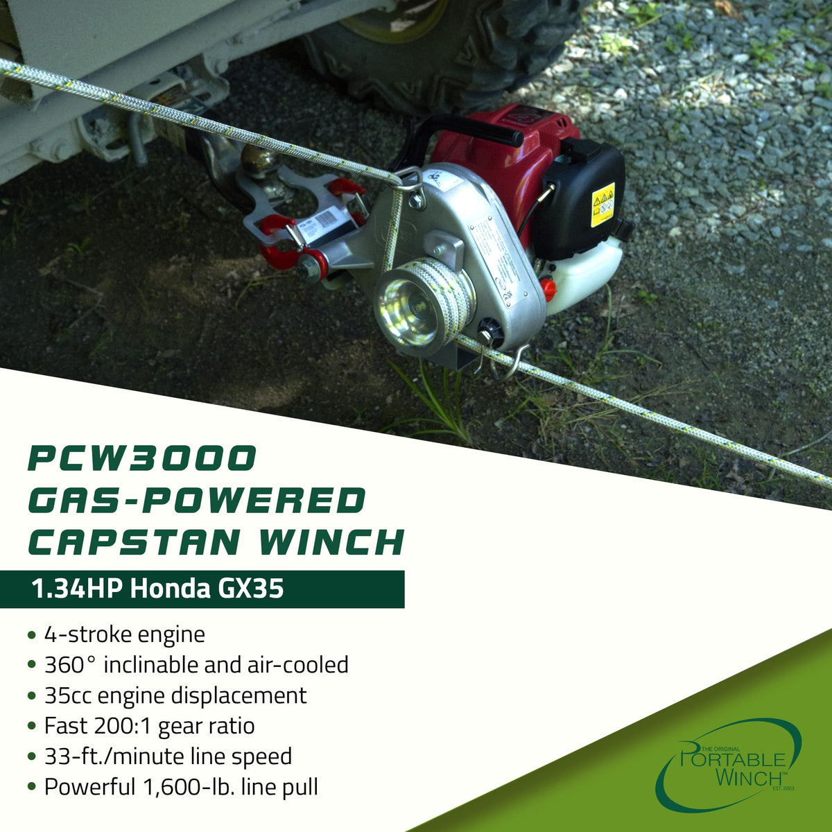 Portable Gas Winch - PCW3000 by Portable Winch Co.